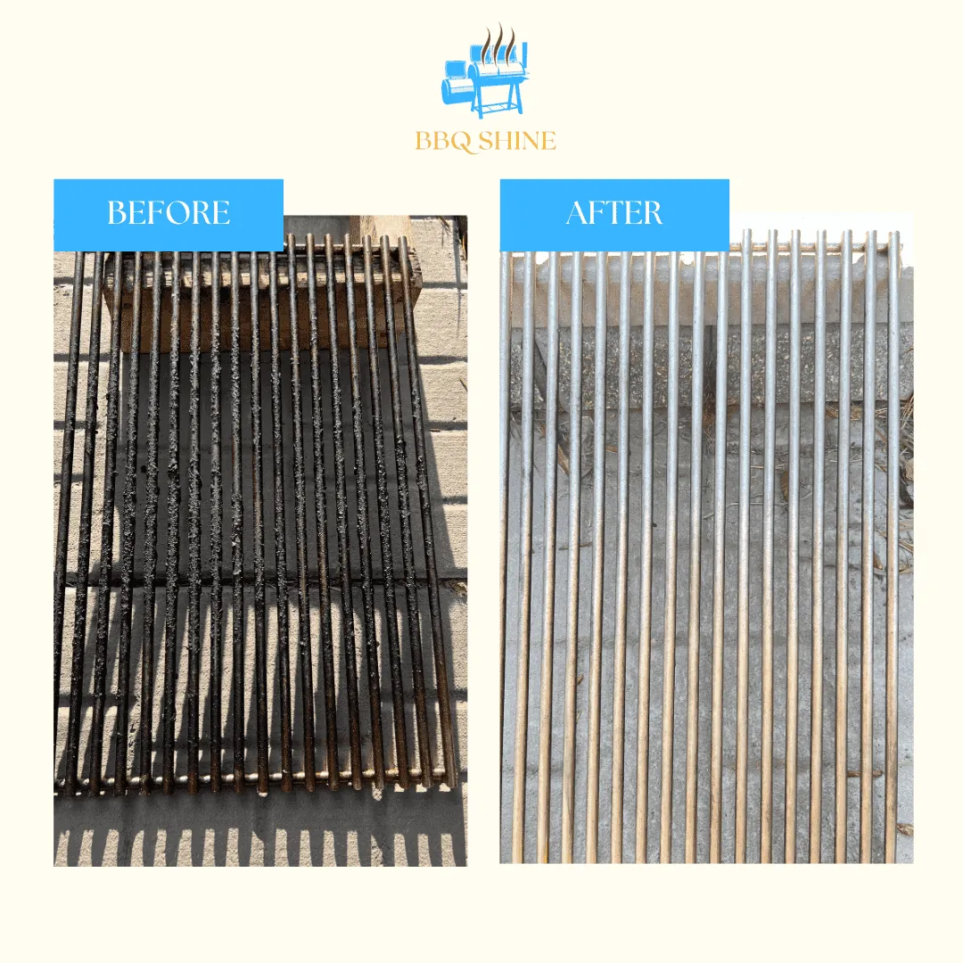 Dirty and clean BBQ grates comparison